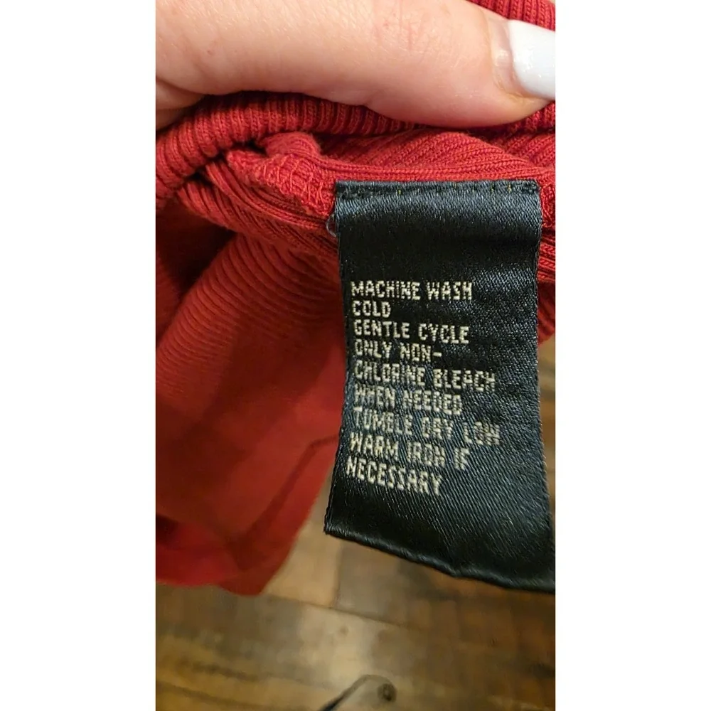 LRL Ralph Lauren Sleeveless Tank Top Women XL Red Navy V-Neck Ribbed Cotton Logo